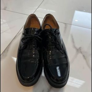 Franco Sarto black patent loafers